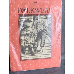 Folkwear Mens Missouri River Boatman's Shirt Sewing Pattern Sz S to L 204